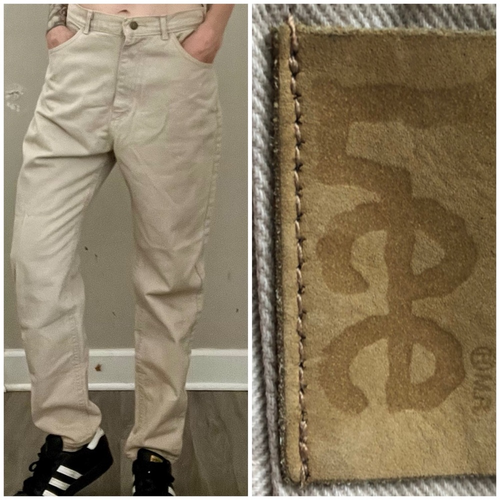Vintage Tan Tapered Baggy Lee jeans - small, medium